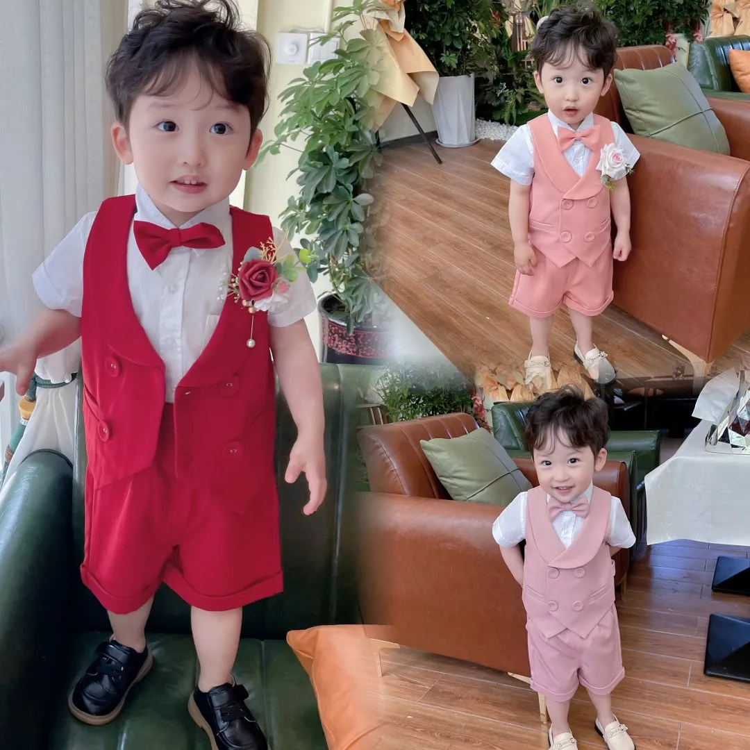 

New Children's Dress Suit for Summer Events - British-style Host Piano Performance Suit and Flower Girl Little Suit