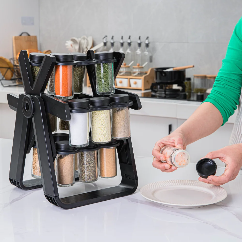 

Rotating Ferris wheel glass seasoning rack set seasoning bottle seasoning jar spice jar seasoning bottle