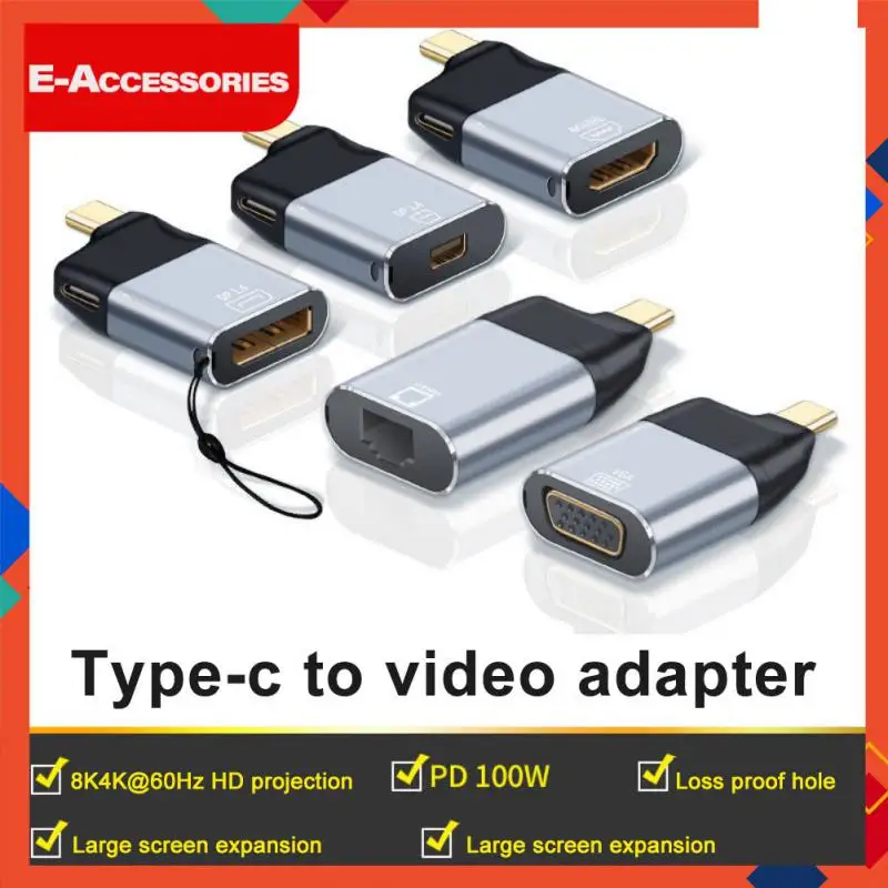 

Mini Dp Vga Adapter Type-c Converter Type-c To Rj 45 4k60hz Type-chdmi/dp/dp/vga/rj45 Rj45 For Huawei Samsung Multi-function