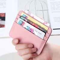 first layer cowhide ultra thin id card holder womens mens slim short wallets coin purse money bag multi card bank clip case