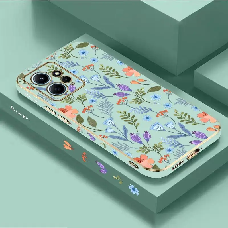 Exquisite Flowers Luxury Plating Phone Case For Xiaomi Redmi Note 11 Pro Plus 10 Pro 11 11S 12Pro Plus 12 9S 8 Pro Cover