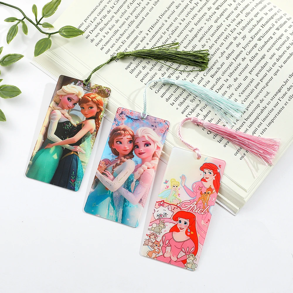 Красивая акриловая закладка принцессы Диснея Ариэль Эльза Анна с кисточкой для