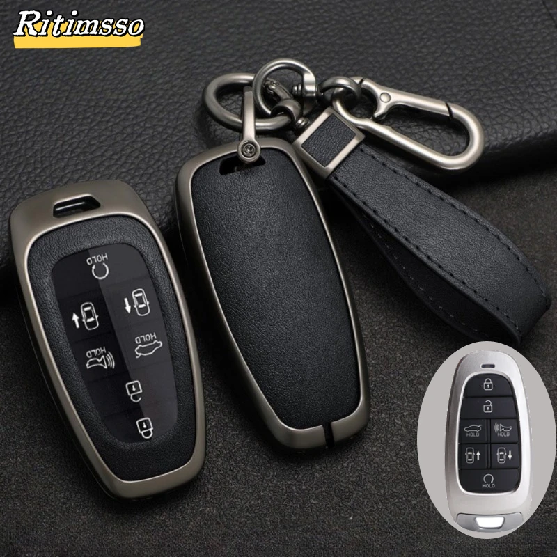 

Чехол для автомобильного ключа из сплава + ТПУ для Hyundai Key Case, 7 кнопок для Hyundai Santa Fe Tucson 2022 NEXO NX4 Atos Solaris Prime, чехол для брелока
