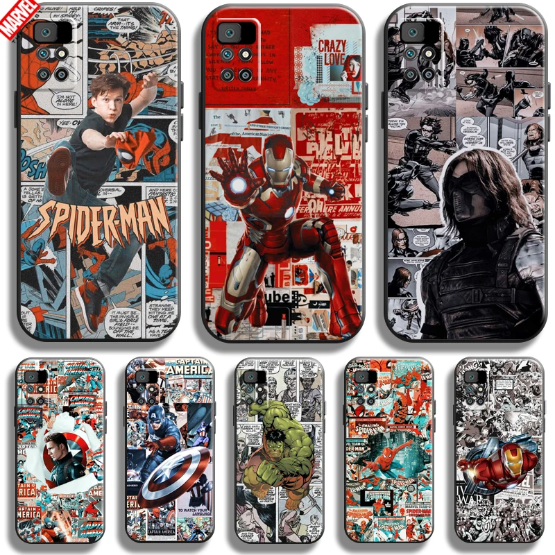 

Marvel Avengers Phone Case For Xiaomi Redmi 10 Carcasa Ultra-Thin Bumper Black Funda Back Soft TPU