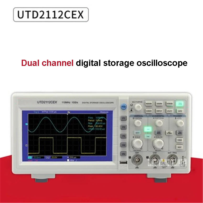 

UTD2112CEX Professional Oscilloscope 2 Channels Digital Oscilloscope Portable Digital Storage Oscilloscope 100-240V 110MHz 1GS/s