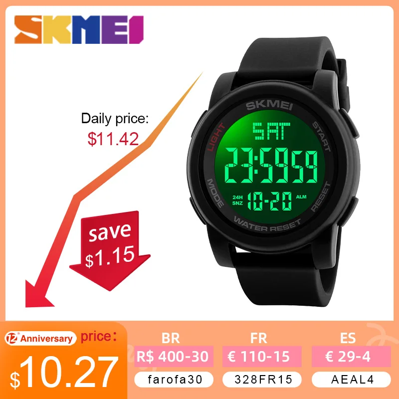 

SKMEI Top Luxury Sport Watch Men Alarm Clock 5Bar Waterproof Watches Multifunction Digital Watch reloj hombre 1257
