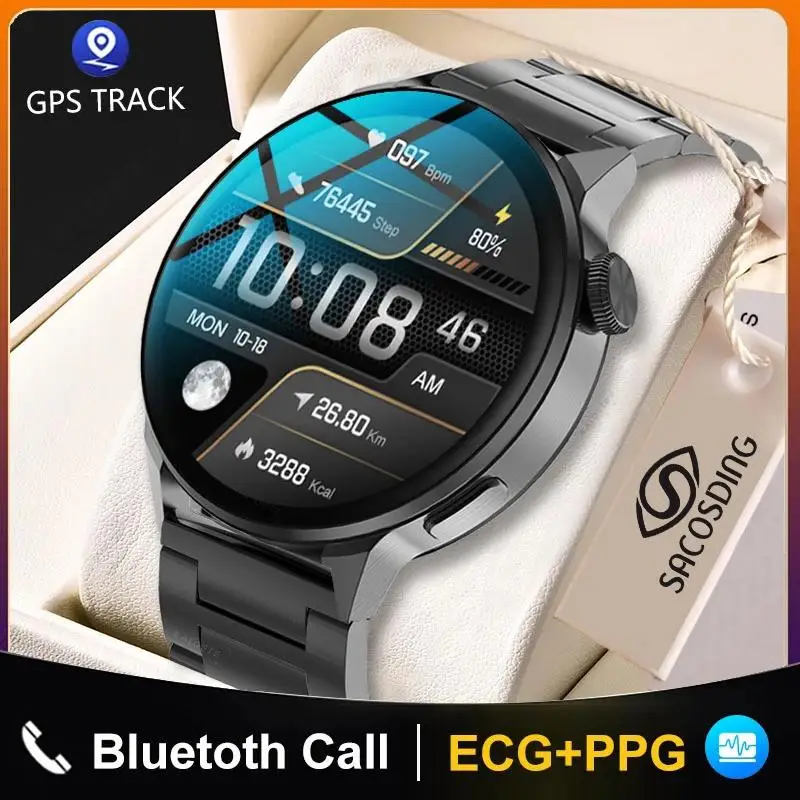 

2023 New 390*390 HD Screen NFC Smart Watch Men Bluetooth Call Sport Track Watch Custom Dial Heart Rate ECG PPG Smartwatch For Me