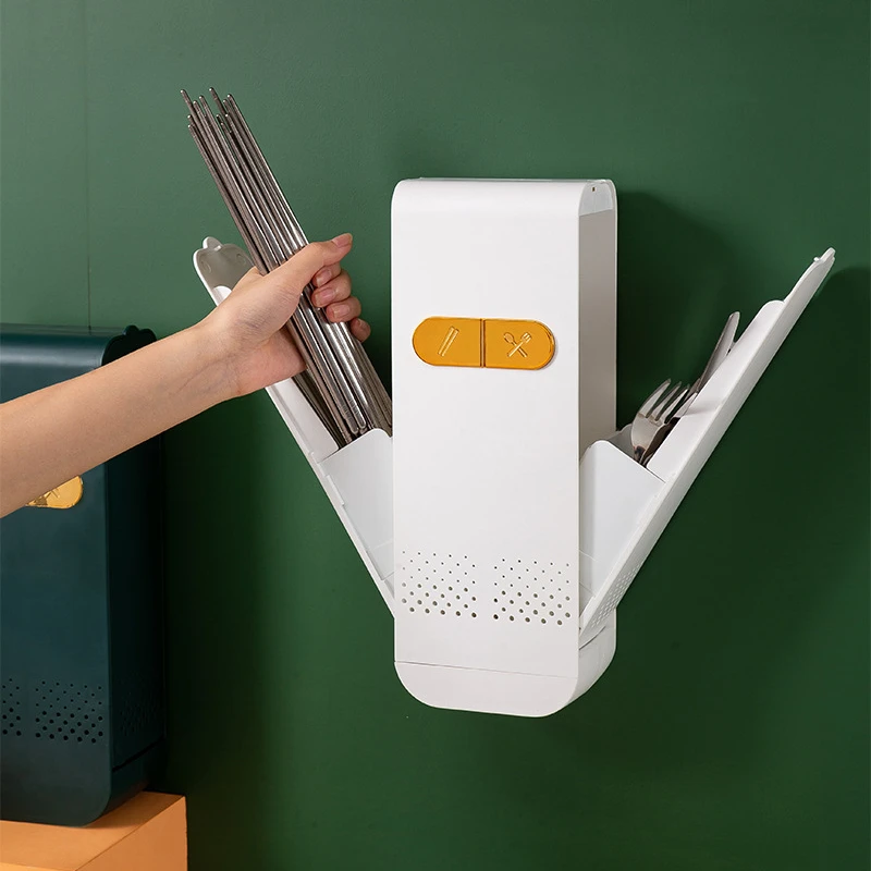 

Household Tableware Cage Kitchen Hole Free Wall Hanging Drain Chopstick Cage Large Capacity Knife Fork Spoon Tableware Organizer