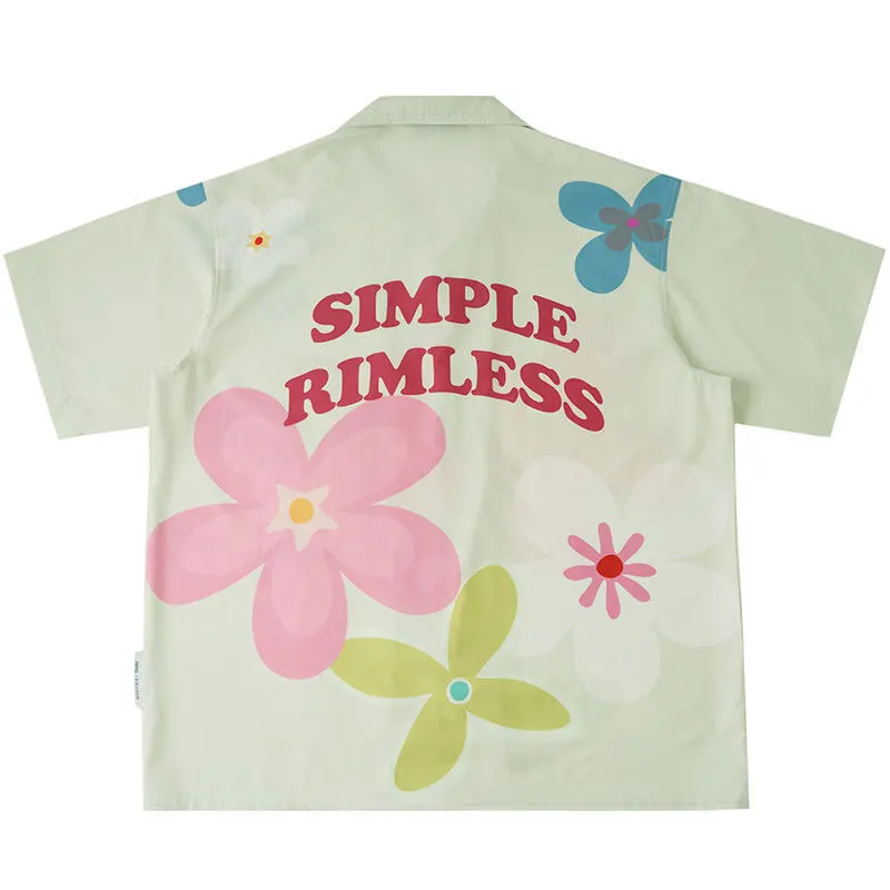 Retro Loose Lapel Fashion Shirts for Men Hawaiian Style Cute Printing Flowers Men's Shirt Men's Shirts Short Sleeve Japanese