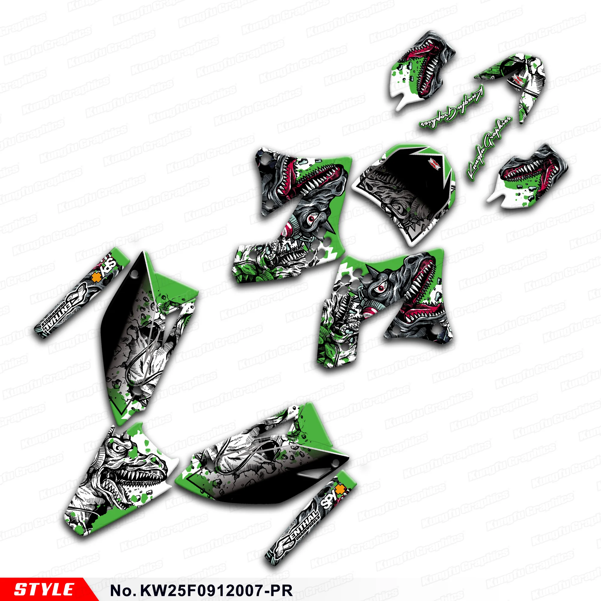 Фото Наклейки на велосипед для бездорожья, прочный винил для Kawasaki KX250F KXF250 2009 2010 2011 2012, номер стиля KW25F0912007-PR №1
