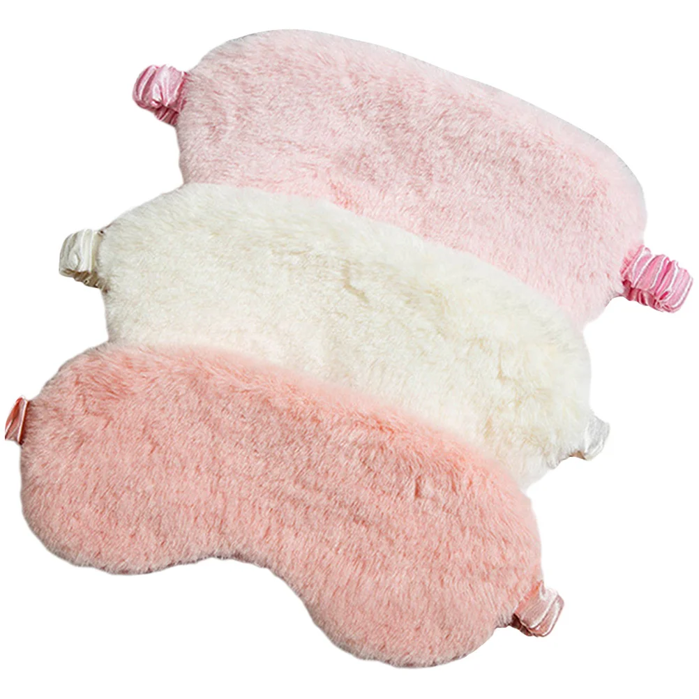 

3 Pcs Plush Eye Mask Eyeshade Travel Night Fluffy Practical Cover Decorative Breathable Cotton Lightweight Child Silk Sleep