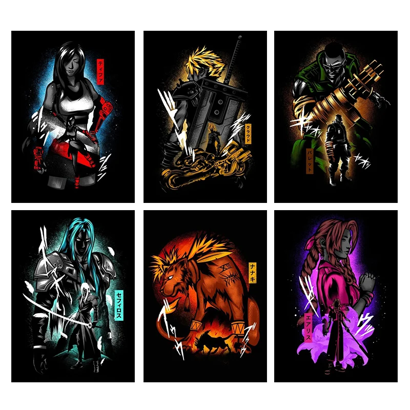 

Classic Anime Frameless Canvas Painting Dark Style Cartoon Poster Mural Living Room Bedroom Home Decoration Kids Gifts Present