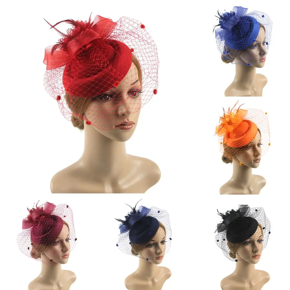 

Hair Accessories Cocktail Tea Party Sinamay Feathers Flower Veil Fedoras Hat Headband Hair Clip Fascinators Hat