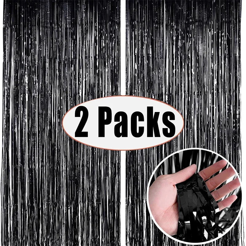 2Pack Tinsel Fringe Curtain Happy Birthday Party Decorations Adult Kids Boy Girl 1 2 3 5 10 11 14 15 20 30 35 40 50 60 Year Old