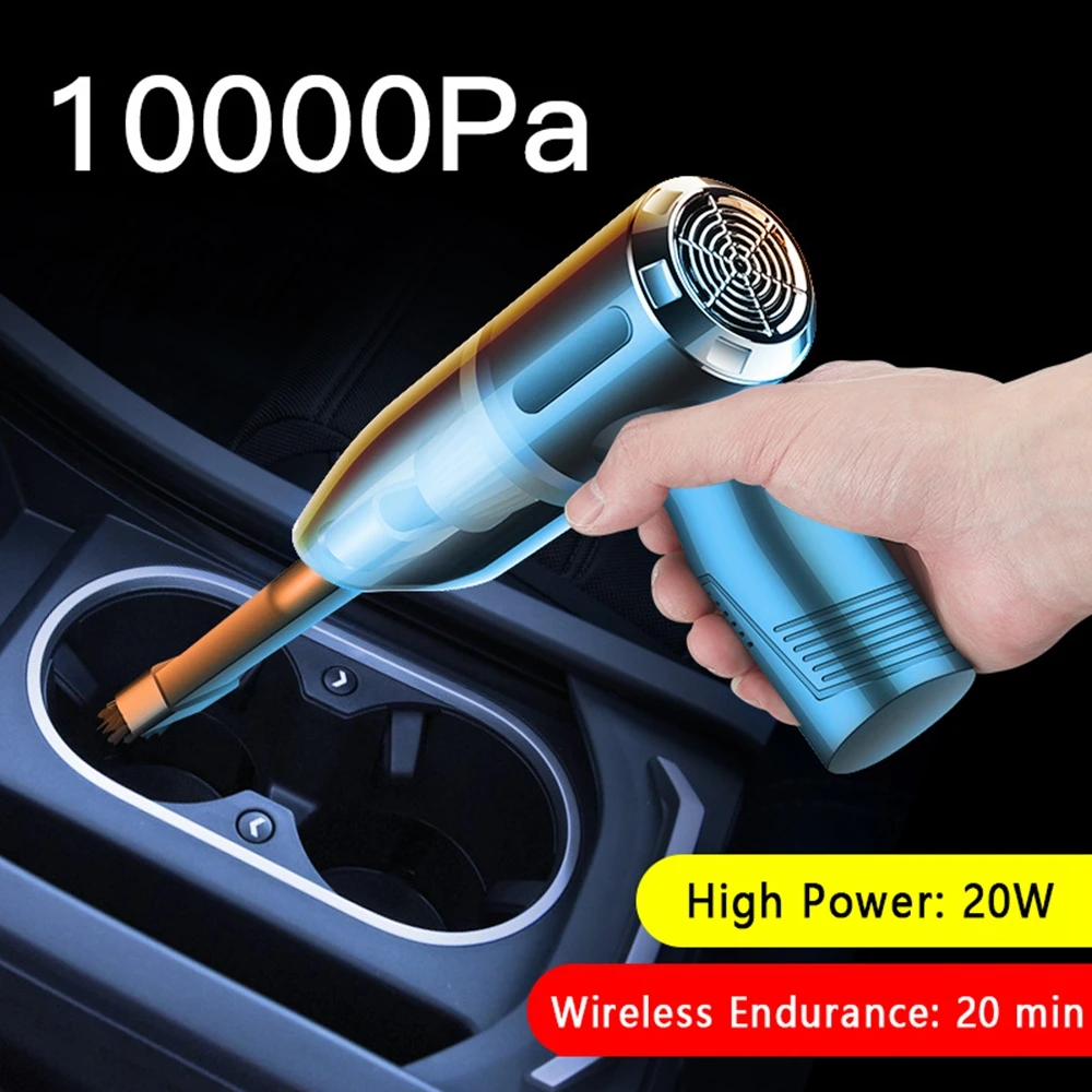 

Беспроводной автомобильный пылесос, 10000 па, беспроводной ручной автомобильный пылесос двойного использования, мини-пылесос с сильным всасы...
