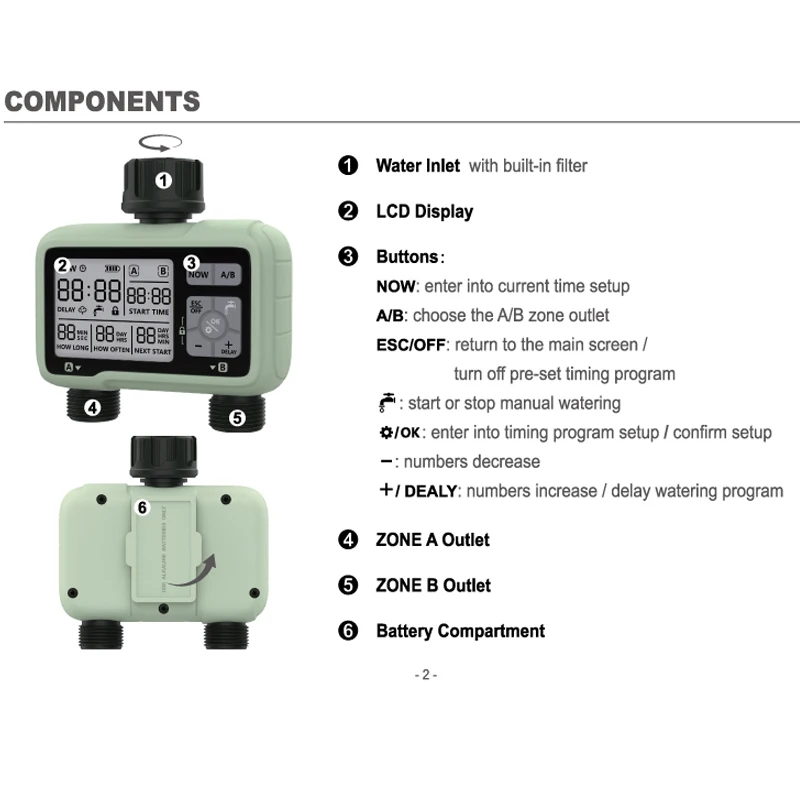Дешево Таймер для полива сада, водонепроницаемый автоматический контроллер орошения Купить Таймер для полива сада, водонепроницаемый автоматический контроллер орошения