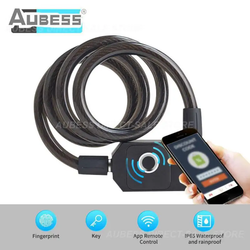 

Bluetooth Smart Fingerprint Lock Stainless Steel Chain Bike Accessories Bicycle Fingerprint Password Lock Anti-theft Waterproof