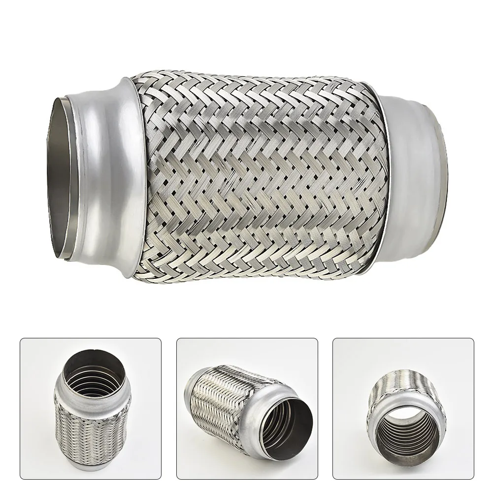 

1pc Car Exhaust Pipe Double Braided Flex Connector PipieWeld Flexible Joint Tube Stainless-Steel Flexible For Muffler 63*153mm