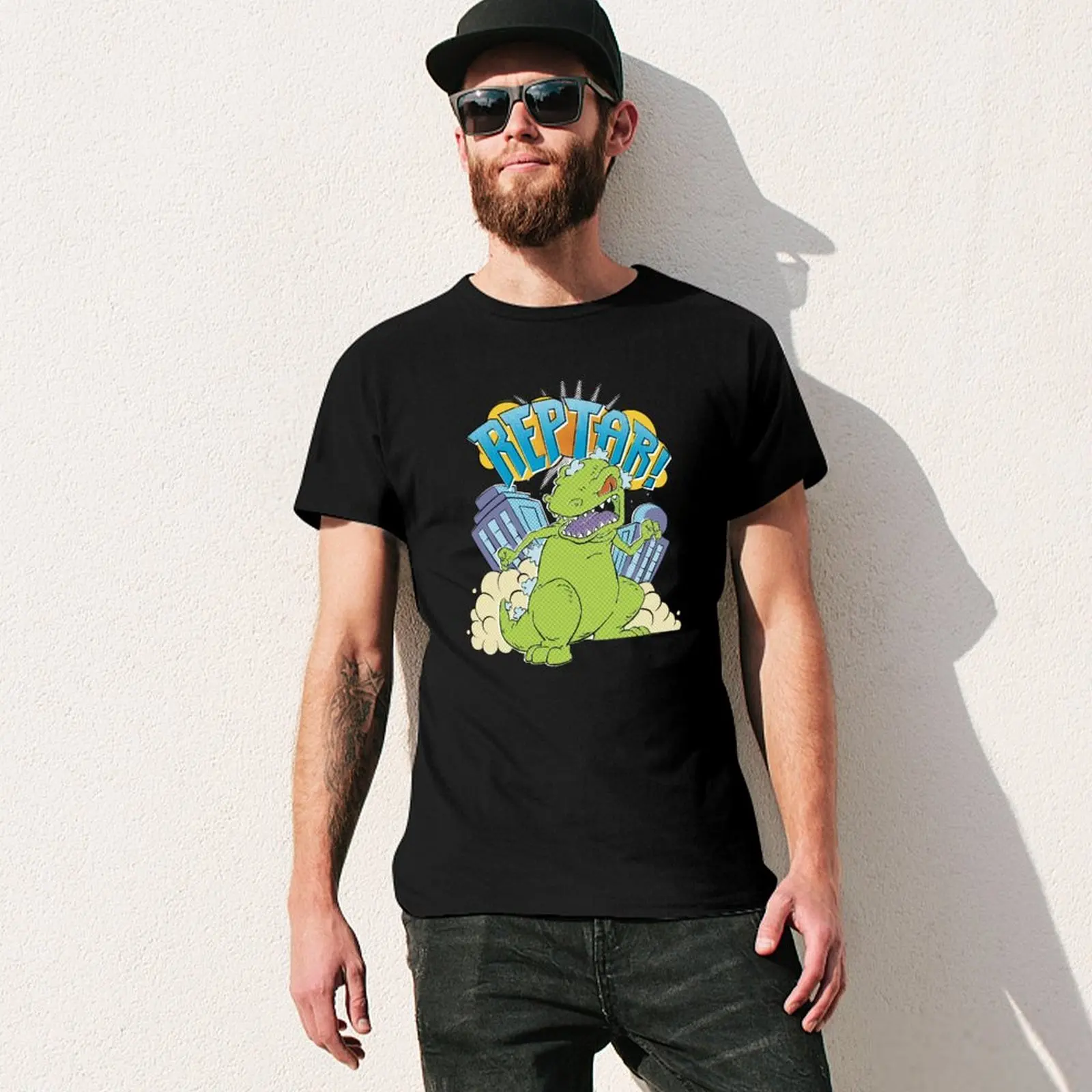 Фото Футболка Rugrats Reptar City Destroyer с принтом в стиле поп-арт, повседневная футболка в рабочем стиле №3