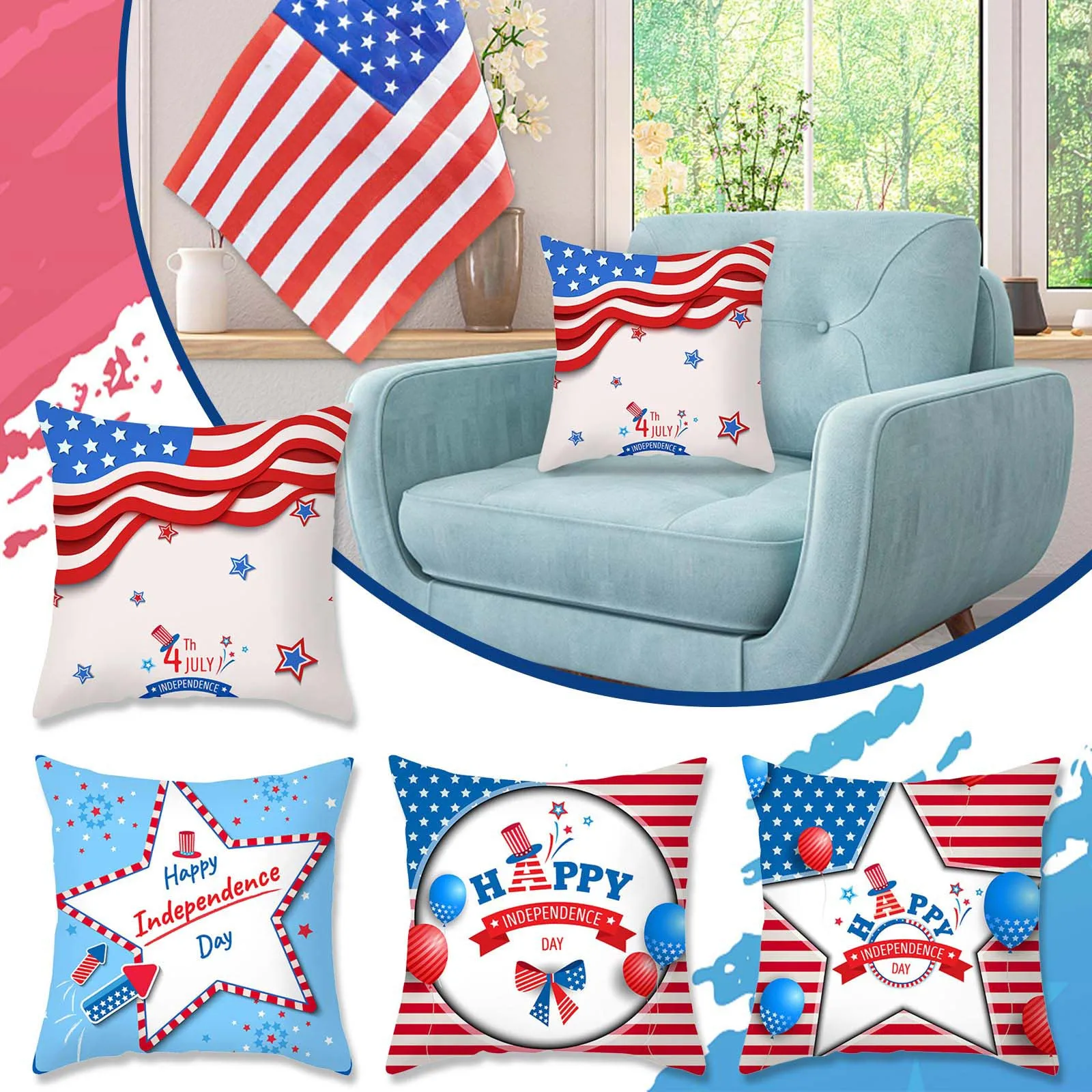 

Наволочка персиковая с принтом «День Независимости»