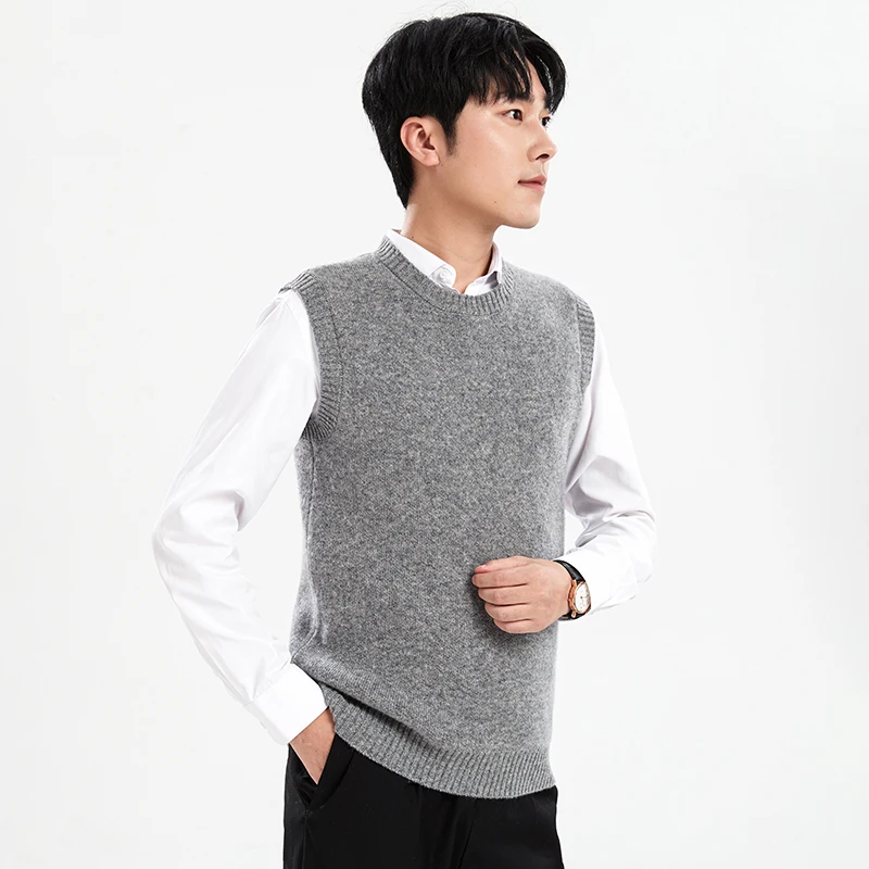 Модная и повседневная мужская Трикотажная одежда пуловер из 100% чистой шерсти