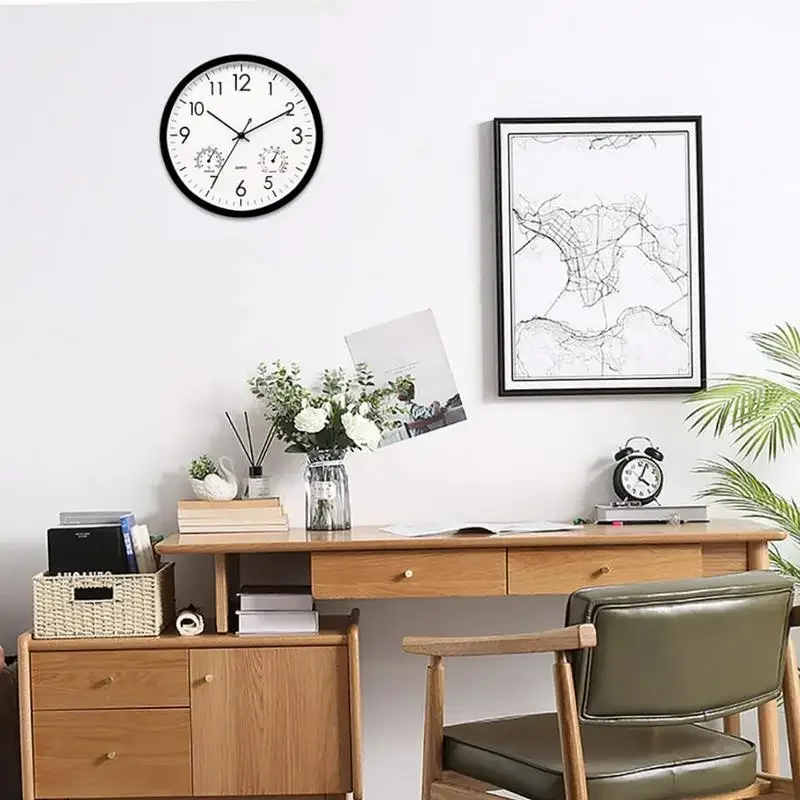 Декоративные круглые часы с термометром и влажностью