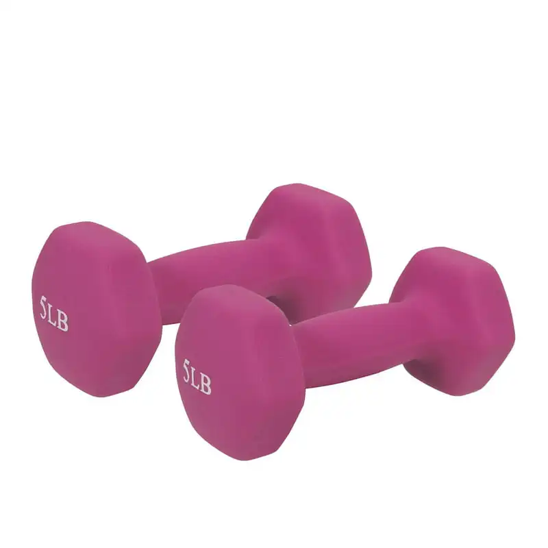 

Neoprene Dumbbells 5 lbs, Set of 2, Hand Weights for Exercise, Anti-Slip, Anti-Roll, NO. 021-5-PAIR