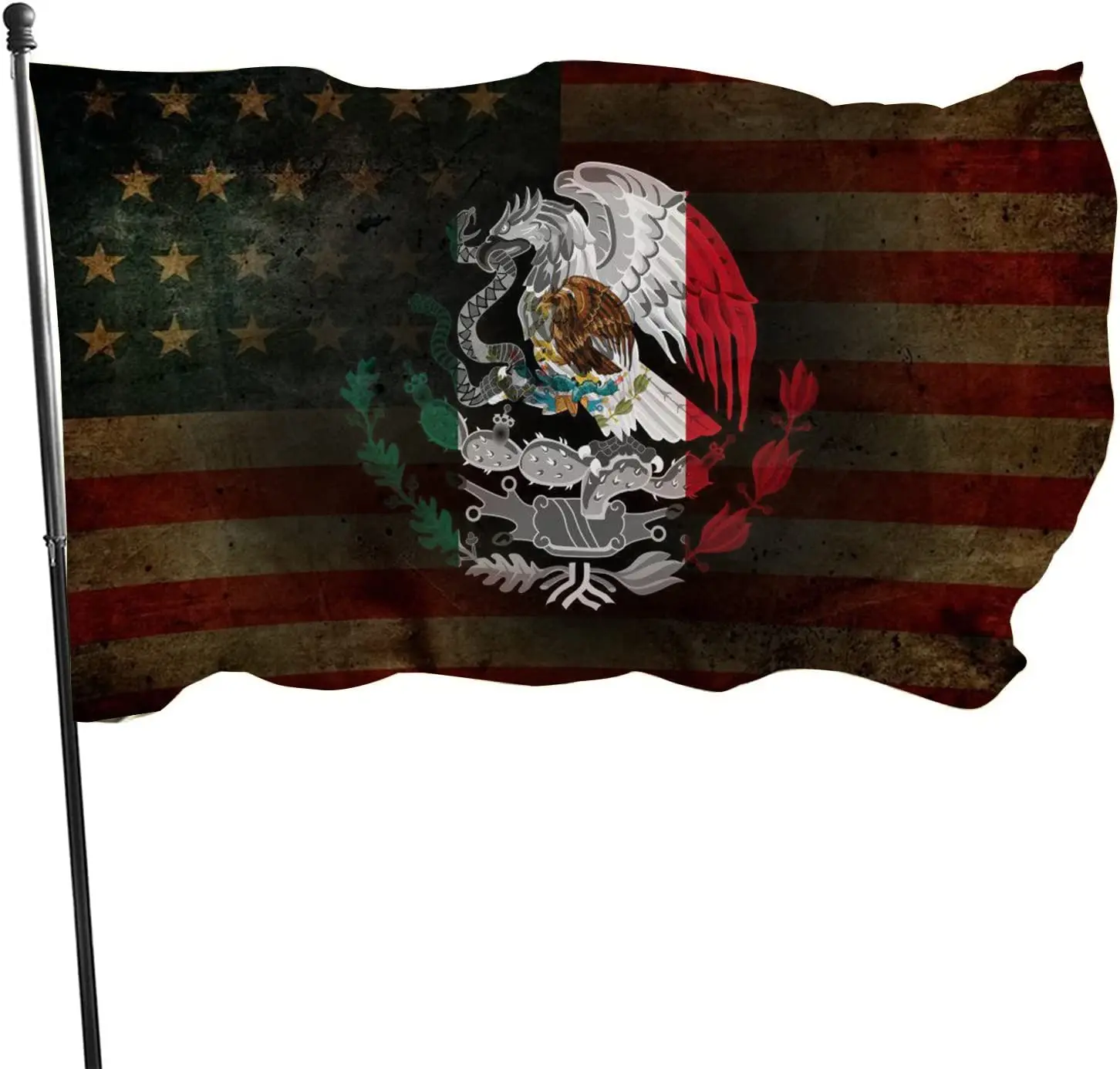 

Винтажный мексиканский американский флаг дружбы, наружный флаг Мексики США, баннер, Садовый флаг, внешний декор, двор, латунная петля для взрослых