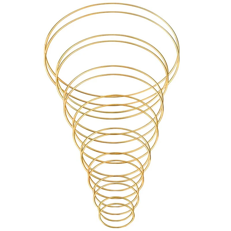 

16Pcs Dream Catcher Rings 8 Size Metal Hoops For Dreamcatchers Gold Wreath Macrame Ring DIY Craft Macrame Hoop