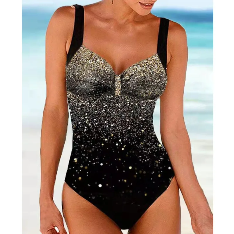 

Vintage One Piece Swimsuit Women Plus Size Swimwear Star Print Bathing Suit for Pool Beach Wear Outfits Women's Swimming Suit