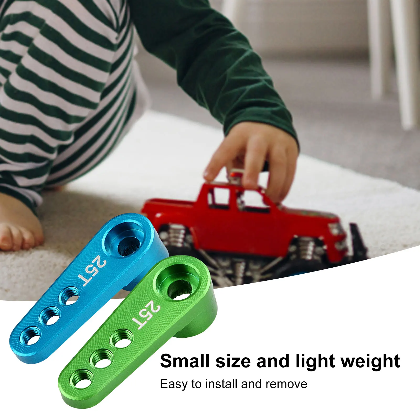 

2pcs 25T Mini RC Steering Arm Servo Horn Accessory For A949/ A959/ A969 RC Car Truck Aluminum Alloy Parts Compatible For Futaba