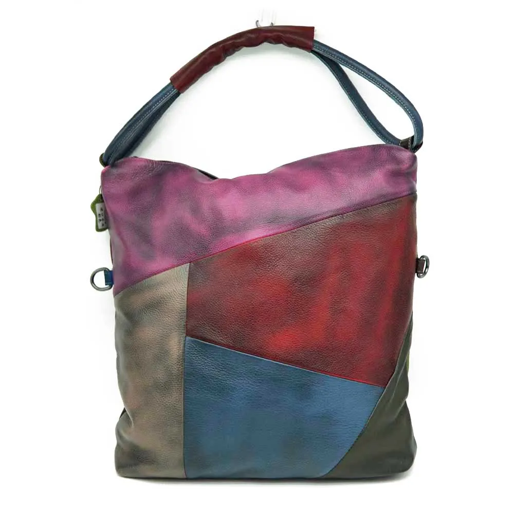 Roomy Retro Bucket Bag Woman Genuine Leather Tote Bag Luxury Cowhide Patchwork Color 45cm Shopper Daily Bag Vintage Purses 2022