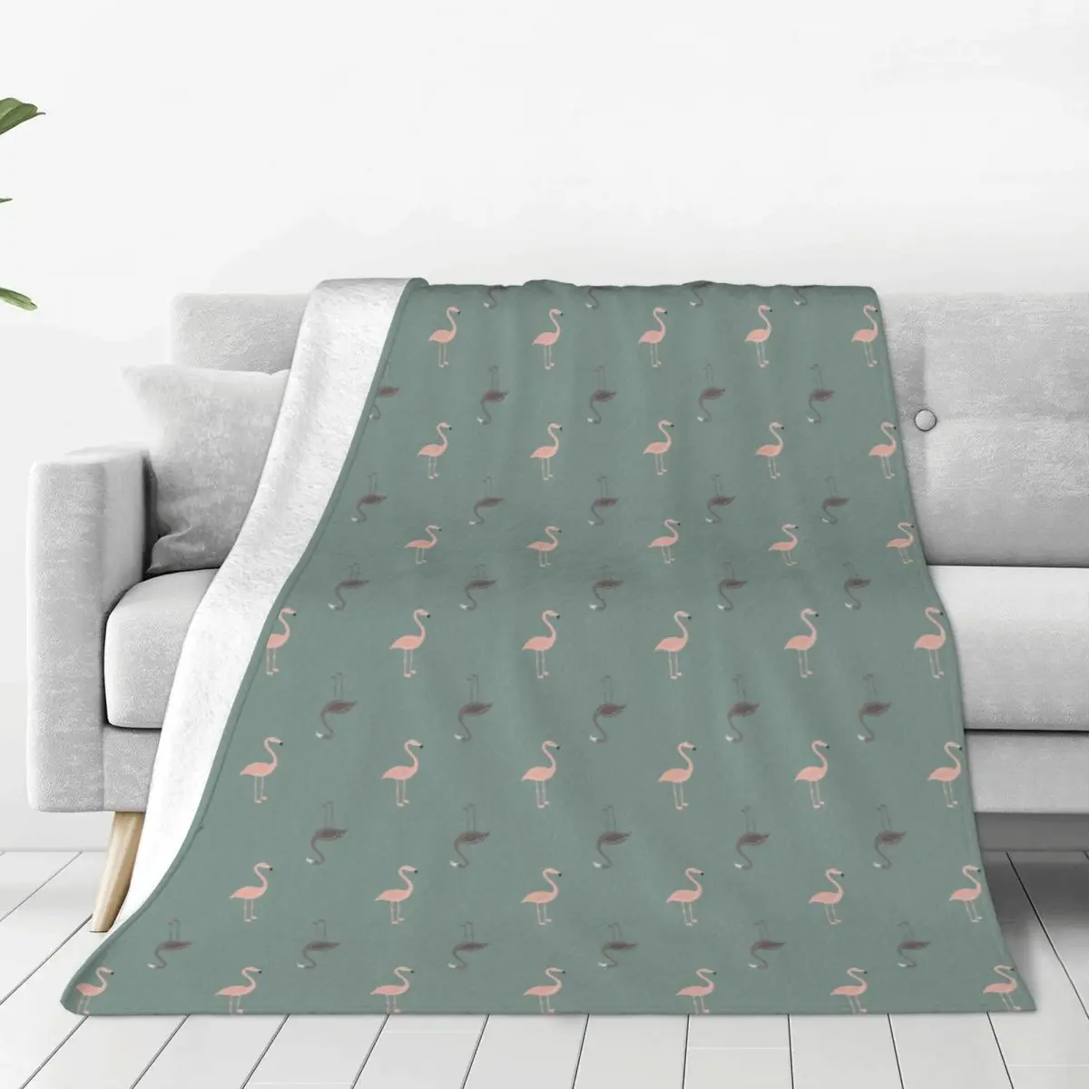 

Pink Flamingo Blanket Fleece Autumn/Winter Cartoon Animal Multifunction Warm Throw Blankets for Bedding Bedroom Bedding Throws