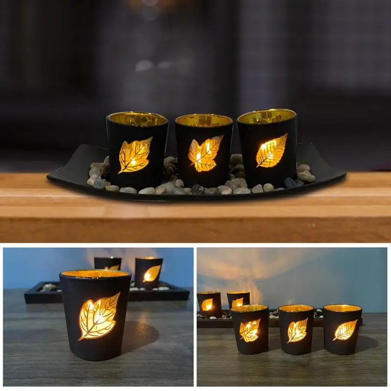 Набор подсвечников с камнями и деревянным подносом подсвечники для украшения