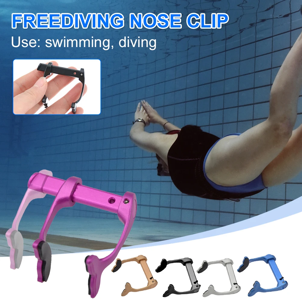 

Diving Nose Clip Aluminum Alloy Adjustable Non-slip Free Diving Protector With Anti-lost Rope Outdoor Swimming Pool Accessories