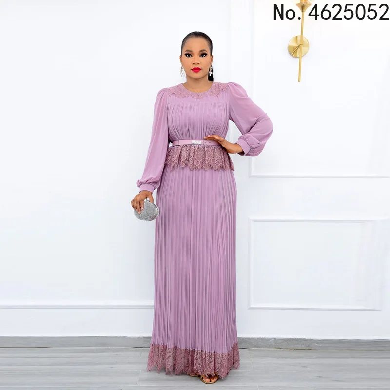 

Женское платье с длинным рукавом, круглым вырезом и длинным рукавом