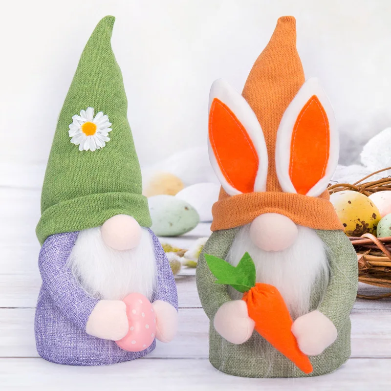 2PCS Easter Egg Rudolf Doll Rabbit Elf Easter Gift Kids DIY Happy Easter Party Decor For Home Valentines Party Day Cute Gifts
