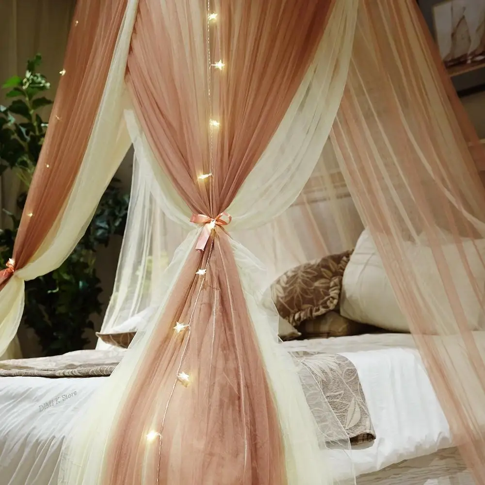 

Bed Valance Anti-mosquito Decor Bed Cover Curtain Princess Style Hanging Dome Mosquito Net Bed Canopy Romantic Double Layer Yarn