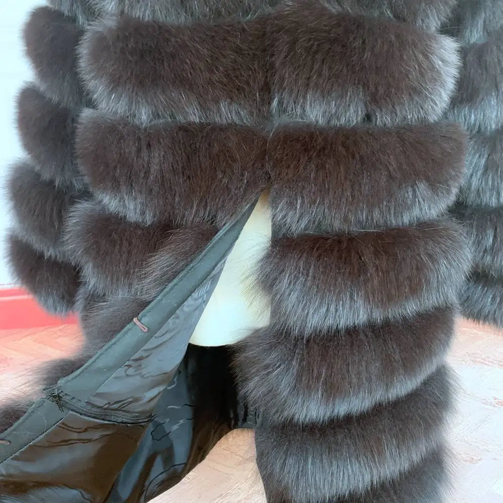 Length Sleeves HOOD 5in1 real fur coats Women Natural Real Fur Jackets Vest Winter Outerwear Women fox fur coat high quality fur