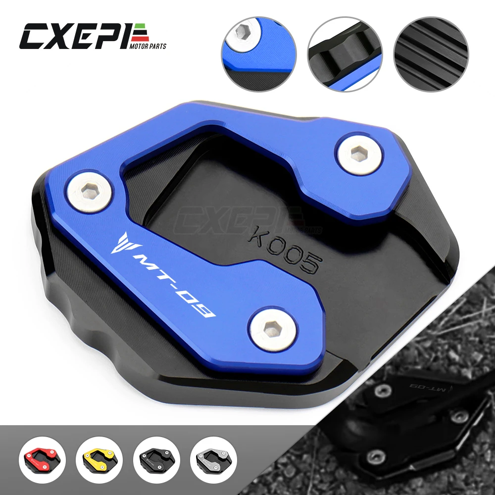 

NEW MT-09 LOGO Motorcycle Aluminum Side Stand Enlarge Plate Kickstand Extension Pad For Yamaha MT09 FZ-09 FZ09 FJ09 2021 2022
