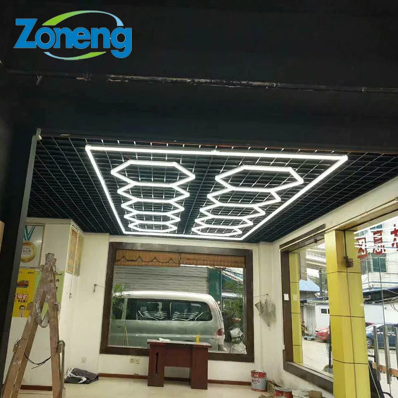 

2021 Factory hexagon garage lighting Car Detailing Lights car showroom lamp