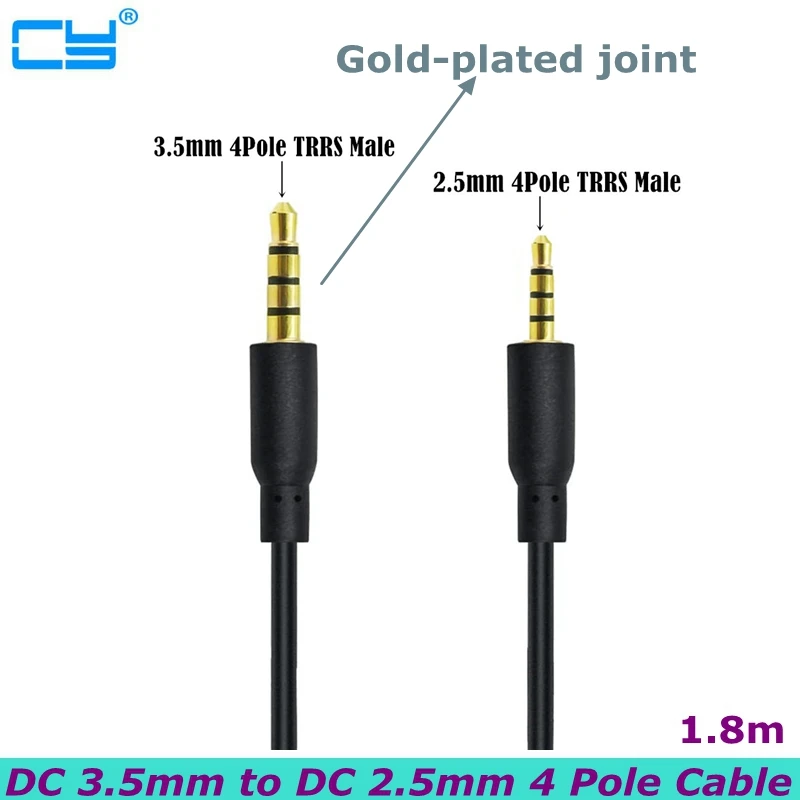 

180 см DC 3,5 мм до 2,5 мм 4-полюсный кабель Jack TRRS Мужской стерео двухканальный аудио кабель для Мобильный телефон гарнитуры динамиков