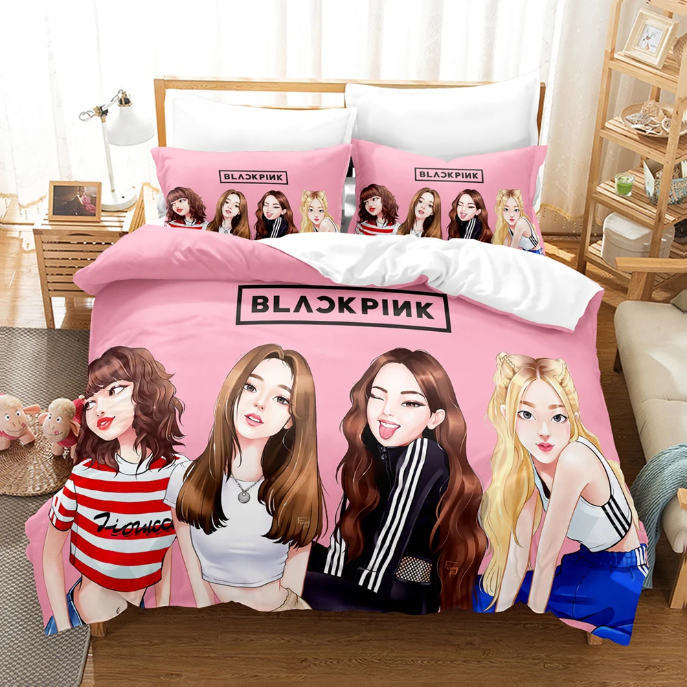 

Hot kpop korean Black girl JENNIE Bedding Set Single Twin Full Queen King Size --Set Children's Kid Bedroom Duvetcover Sets 03