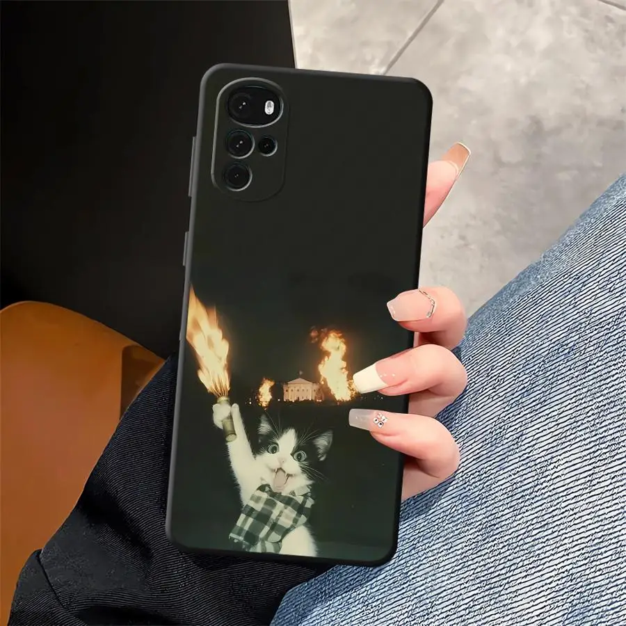 Фото Забавный милый чехол с изображением кота для Motorola Moto G71 Edge 20 Pro 30 Lite G60s G22 Edge40 G32 G52 G50 G53 G30 G51 G73, чехол для телефона №3