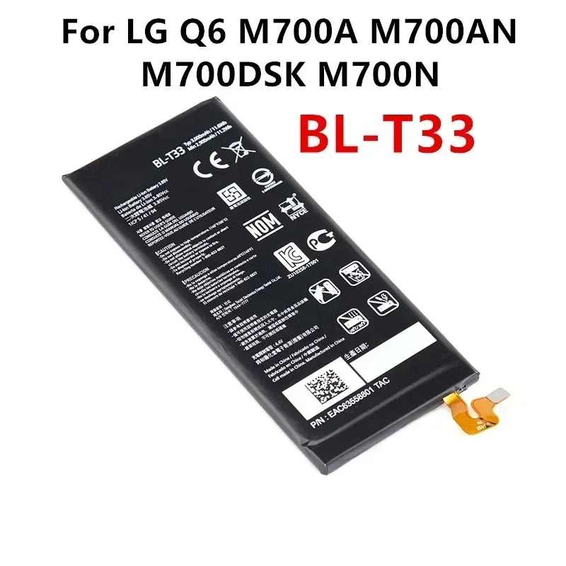 Оригинальный сменный аккумулятор BL-T33 3000 мАч для LG Q6 M700A M700AN M700DSK M700N T33 BLT33