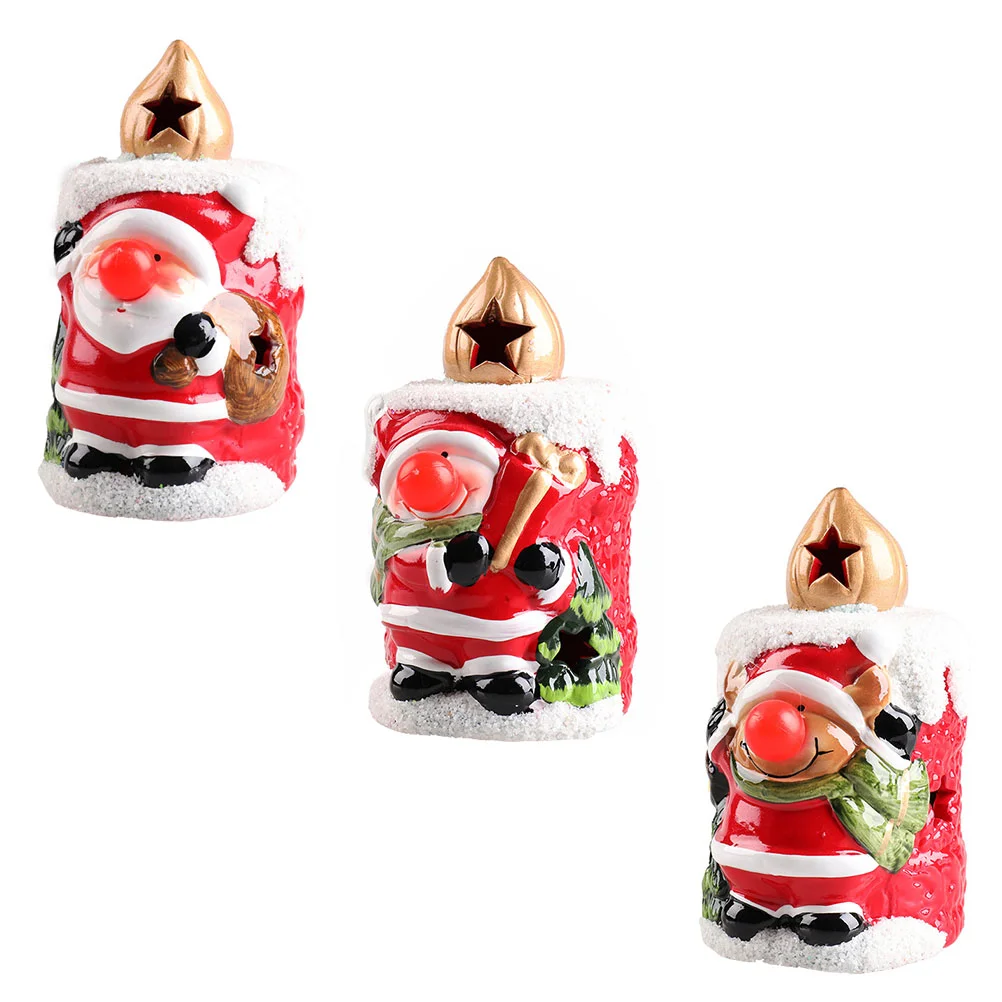 

3PCS Snowman Santa Elk Lamp Ornament Xmas Layout Lamp for Home Party