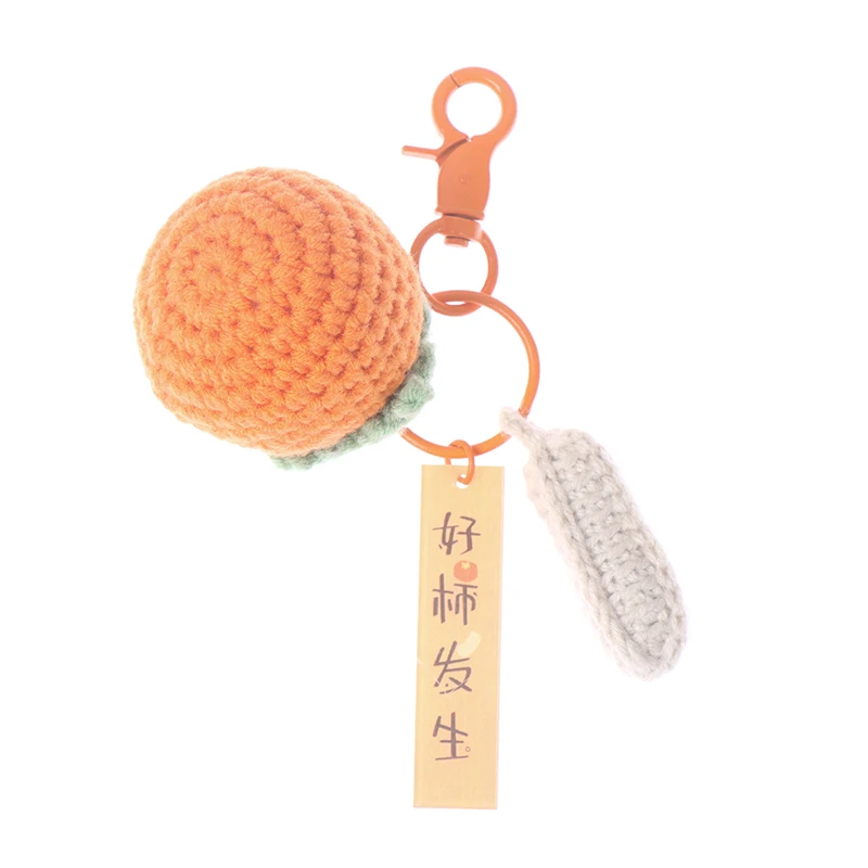 

Good Things Happen Key Keychain Handmade Plush Crochet Pendant Woolen Persimmon Peanut Strawberry Bag Lanyard Small Accessories