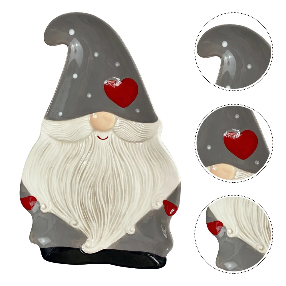 

Plate Christmas Ceramic Serving Plates Santa Traygnomedinner Party Holiday Cookie Dish Platter Dessert Clause Jewelry Shape