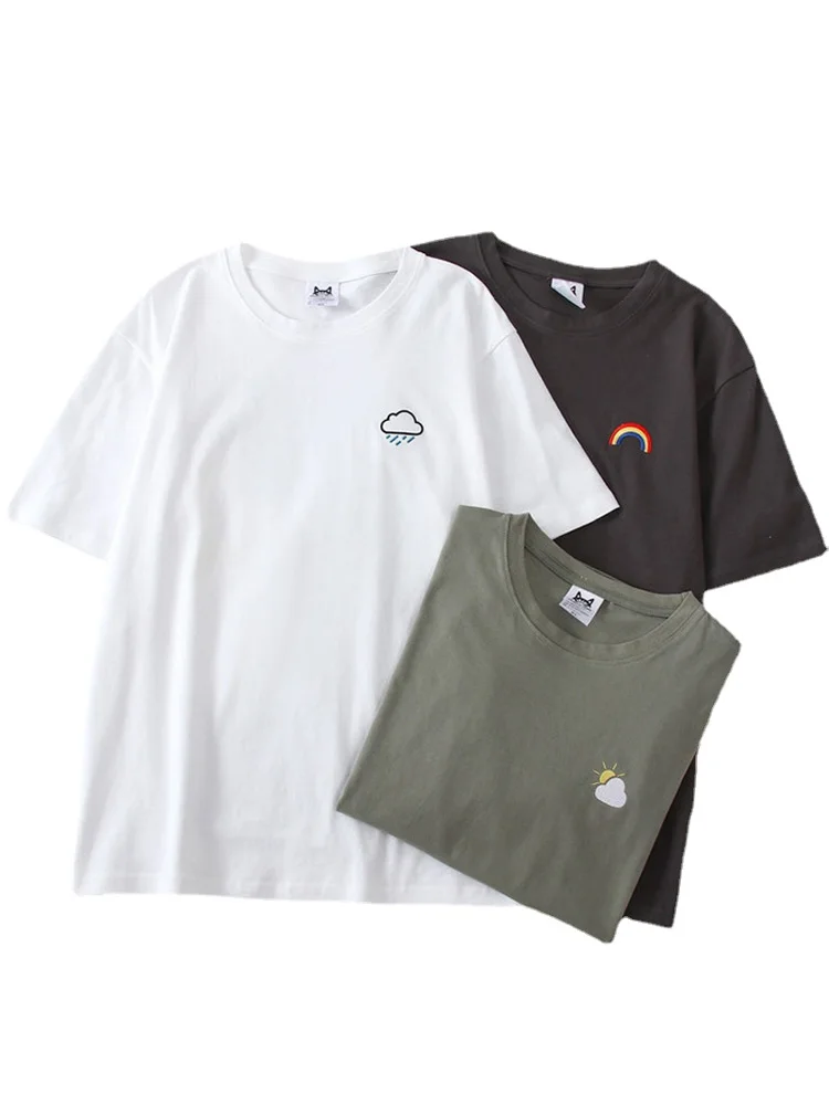 

Летняя футболка Harajuku с забавной вышивкой, женская футболка Ullzang футболки кавай, милая графическая футболка, модные белые топы для девочек в ...