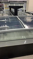 automatic defrost supermarket showcase refrigerator combi island freezer with sliding glass doors